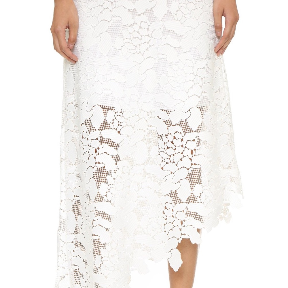 Tibi Floral Lace Asymmetrical Skirt White Size 2